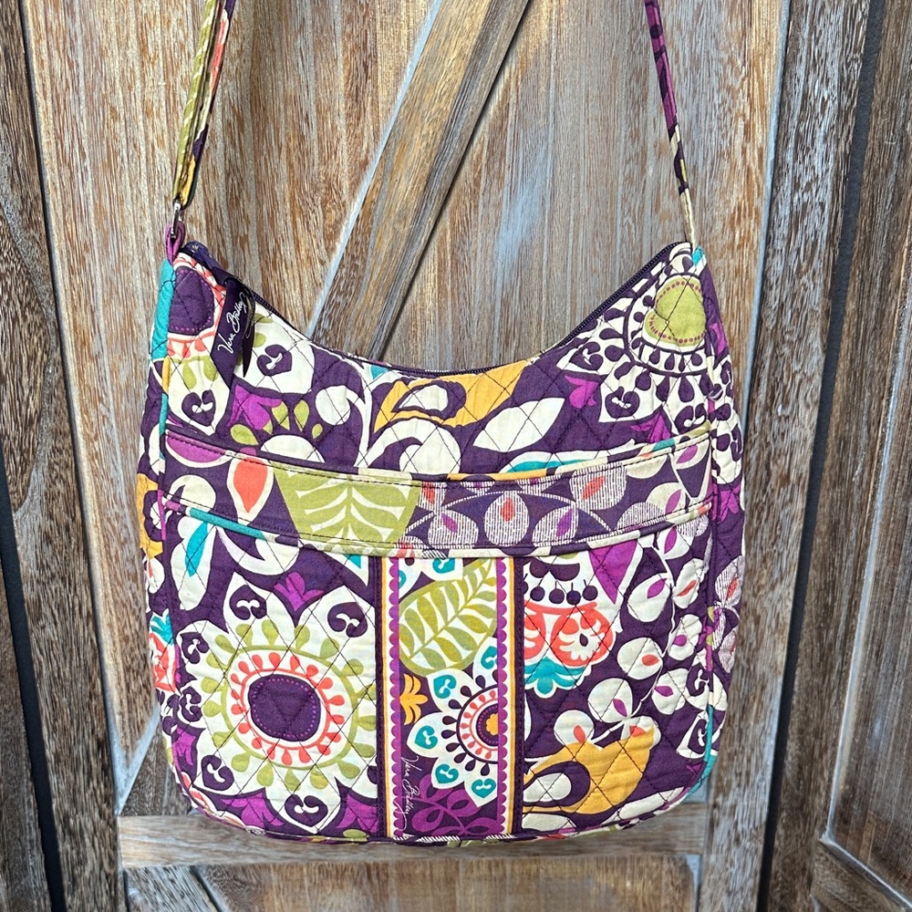 Vera Bradley Plum Crazy Purple Floral Crossbody Shoulder Handbag